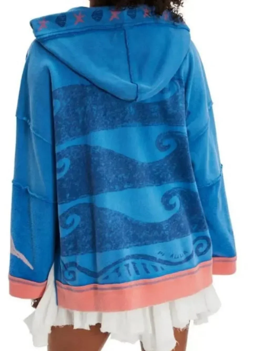 Free People We The Free Seashell Hooded Zip Jacket Kangaroo Pocket Blue XS